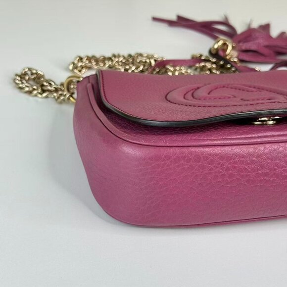 Gucci GG Logo Pink Soho Chain Shoulder Bag Crossbody with Tassel Detailing - Picture 6 of 10